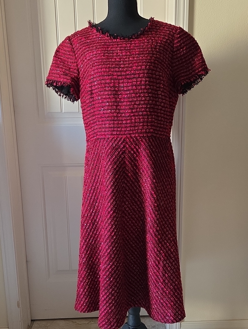 RSVP By Talbots Red Metallic Textured Dress | Color: Red | Size: 8